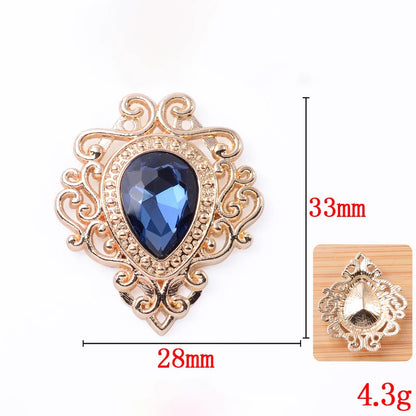 33*28mm Droplet diamond pendant accessories, flat bottom brooch accessories, DIY accessories, headwear accessories 10PCS