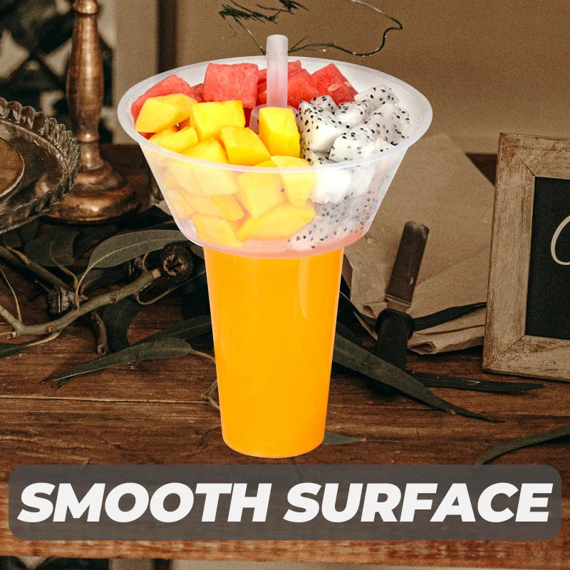 10pcs Drink Cup Top Bowls Popcorn Tray Beverage Cup Holder Bowl Disposable French Fries Drink And Snack Fruit Combination Cup