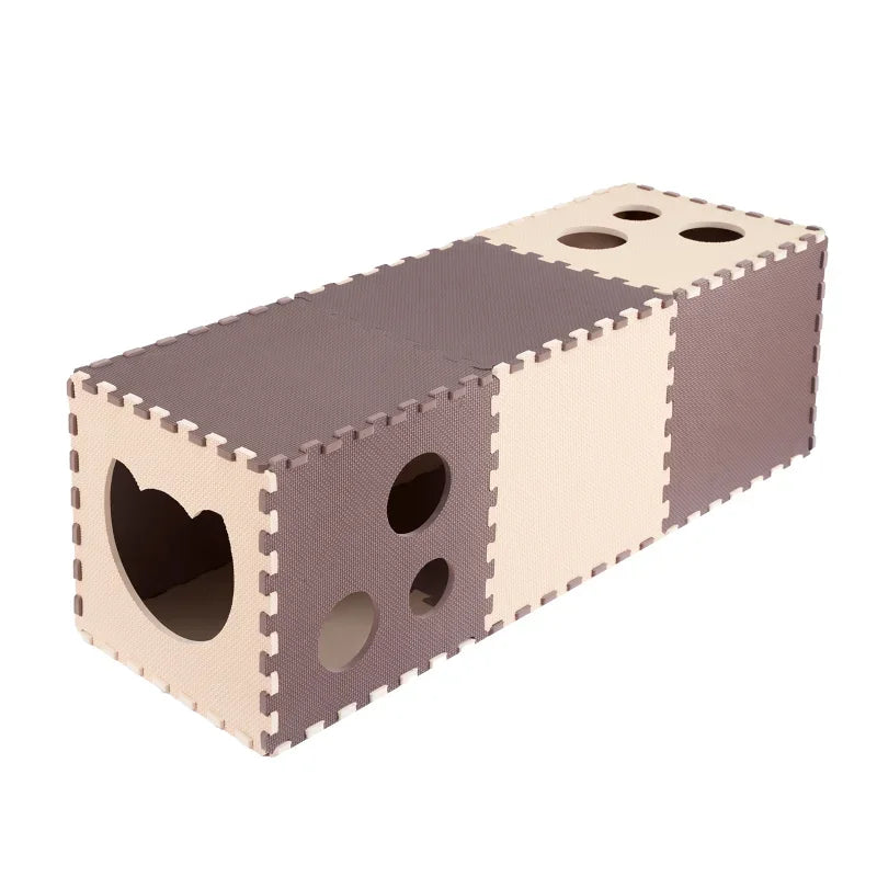 Cat Tunnel Toys EVA Foam Scratchig Board Ground Play Foldable Tunnel DIY Combination Interactive Toys Cat Training Accessories