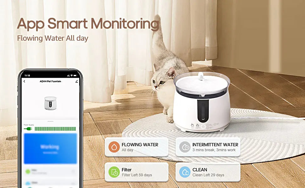 Cat Water Fountain Auto Filter Wireless Smart Pet Cat Drinker Bowl 2L Recirculate Filtring Drinker for Cats pet Water Dispenser
