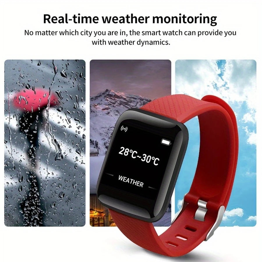Smart Watch Sport Fitness Bracelet Control Music Message Display Pedometer Bluetooth Connect Smartwatch 116P Alarm Clock Weather