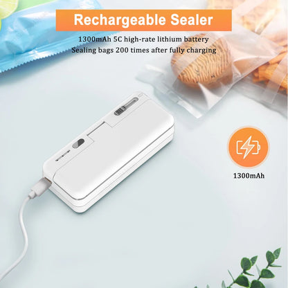 Mini Sealer 2in1 Plastic Bag Sealing Machine Portable Food Package Bags Sealer USB Rechargeable Handheld Plastic Bag Heat Sealer
