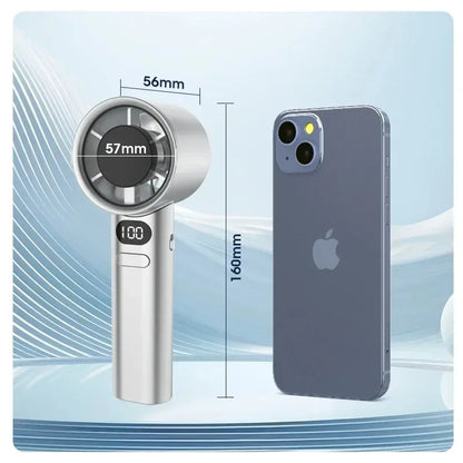 Mute Handheld Fan Mini Personal Highspeed Fan Portable Electric Fan USB Rechargeable 120 Gear Handheld Fan With Power Display