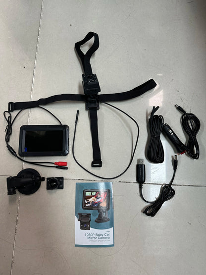 Baby Car Mirror 1080P Baby Monitor with Night Vision 150° Wide View Angle for Infants Kids with Camera USB Plug 4.3" Baby Camera