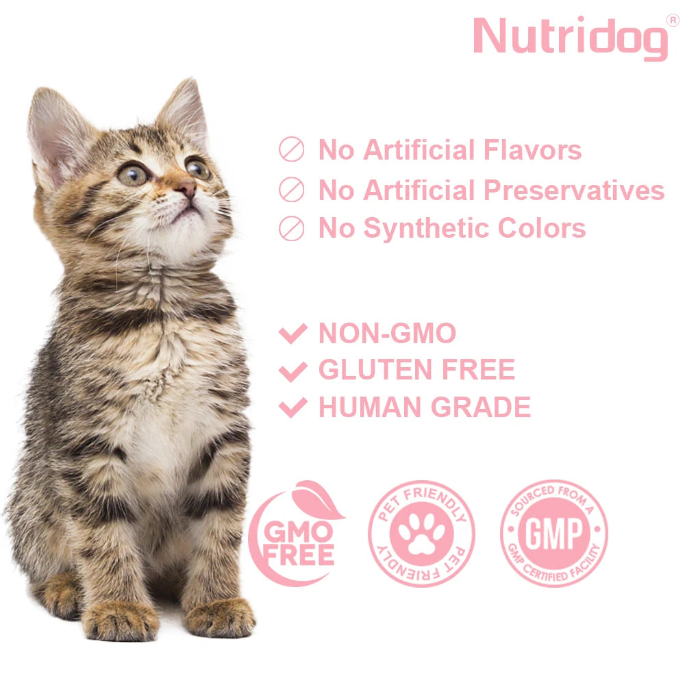 Skin & Coat Cat Chews - Omega 3, Vitamin E, Biotin Supplements for Healthy Skin, Glossy Coat & Anti - Shedding, Salmon Flavor