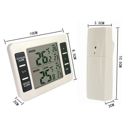 A25F-Wireless Refrigerator Thermometer Digital Freezer Thermometer Temperature Monitor with 2 Sensors for Indoor Outdoor