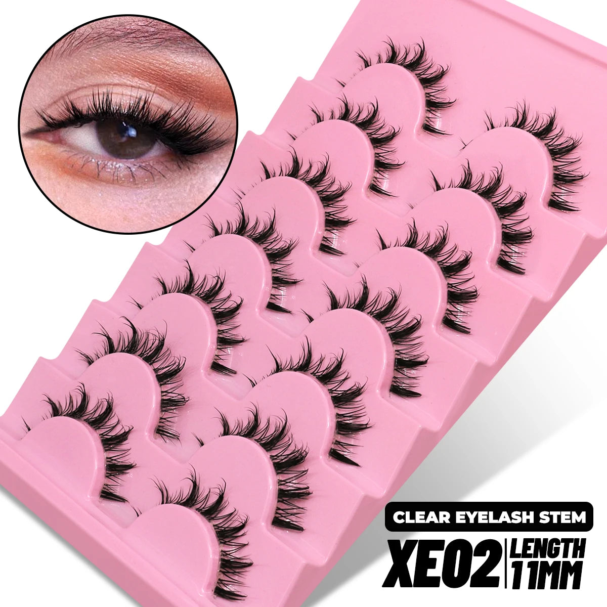 GROINNEYA Lashes 5/7 Pairs Wispy Mink Lashes Invisible Band Eyeashes Look Like Extensions Strip Lashes Natural Look Soft Fluffy