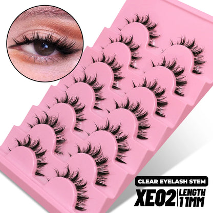 GROINNEYA Lashes 5/7 Pairs Wispy Mink Lashes Invisible Band Eyeashes Look Like Extensions Strip Lashes Natural Look Soft Fluffy
