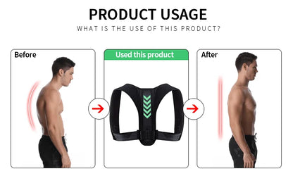 Adjustable Posture Corrector for Adults & Teens, Hunchback Correction Belt Back Support Brace Improve Sitting Standing