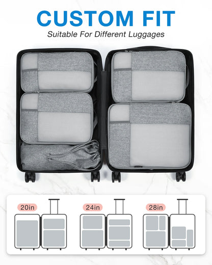 BAGSMART Compression Packing Cubes 6 Set Travel Organizers for Luggage Compressed Organizers  Suitcase Organizers with Shoe Bags