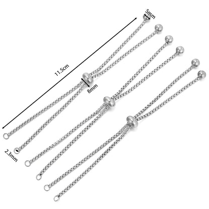 3pcs/lot Adjustable 304 Stainless Steel Bracelet Makings Slider Extender Box Chains with Ball Ends for DIY Jewelry Making