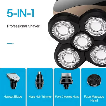 New Five Head Household Electric Hair Clipper, Bald Head, USB Charging, Large Capacity, Suitable for Facial Shaving