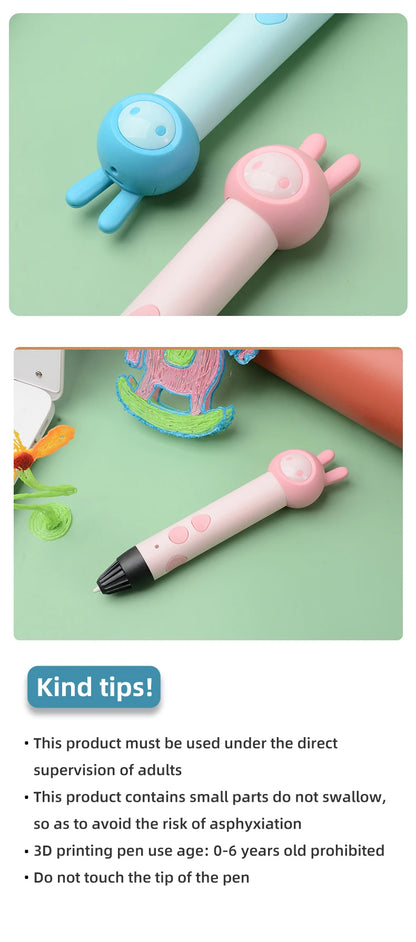 2022 3d Pen for Kids PLA Filament 1.75mm Set 3D Printing Pens Kit Safe Low Temperature Anti-Scald USB Charging Birthday Gift