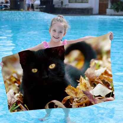 Black Cat Cartoon Beach Towel Cute Kawaii Room Decor Bath Girls Children Hand Towels For Bathroom Shower