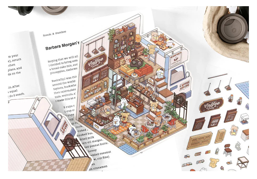 Creative Design Outdoor Scene Sticker for Student Cute Cartoon DIY Decor Landscaping Sticker Scrapbook Journal Student Sticker