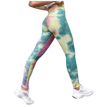 Yoga Pants Tie Dye Seamless Leggings Push Up Women Sports Fitness Contour Yoga Running Pants Elastic Nylon Tights Legging