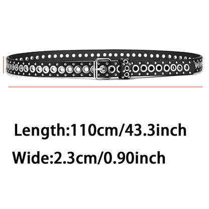 Women's Belt Trend Rivet Thin Belt Men's Belt Punk Hip Hop Rock Y2K Style Belt Jeans Belt Soft PU Leather Belt