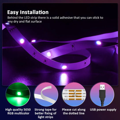 LED Strip Lights RGB 5050 ,5V 1M-30M,16 million colors, RGB , Led Strip Lighting Music Sync, Color Changing for Party Home