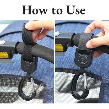 2pcs Baby Pram Hooks Rotate Hanging Bag 360 Degree Cart Organizer Storage Bag Hanger Universal Outdoor Stroller Accessories