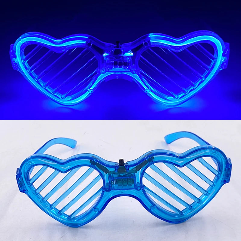 Light Up LED Glasses 5 Colors Heart Shape Glow Glasses Glow in The Dark Party Supplies Neon Party Favors for Kids Adults