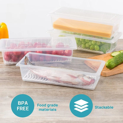 HealthyFoodStorageContainers Plastic Food Containers with Removable Lids Stackable Portable Trays for Fruits Vegetables and Meat