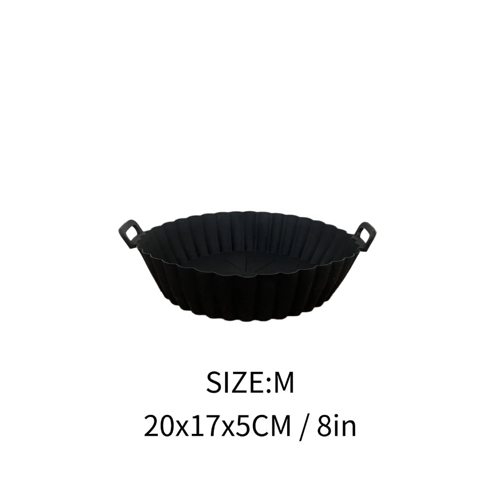 Airfryer Silicone Basket Reusable Baking Tray Silicone Mold for AirFryer Pizza Fried Chicken Basket Air Fryer Liners Accessories