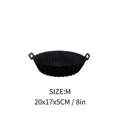 Airfryer Silicone Basket Reusable Baking Tray Silicone Mold for AirFryer Pizza Fried Chicken Basket Air Fryer Liners Accessories