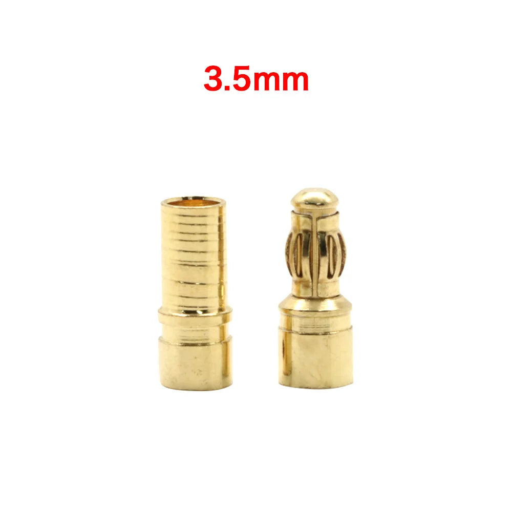 20pcs/lot 2.0mm 3.0mm 3.5mm 4.0mm 5.5mm 6.0mm 8.0MM Gold Bullet Banana Connector plug for ESC Lipo RC battery Plugs (10 pair)