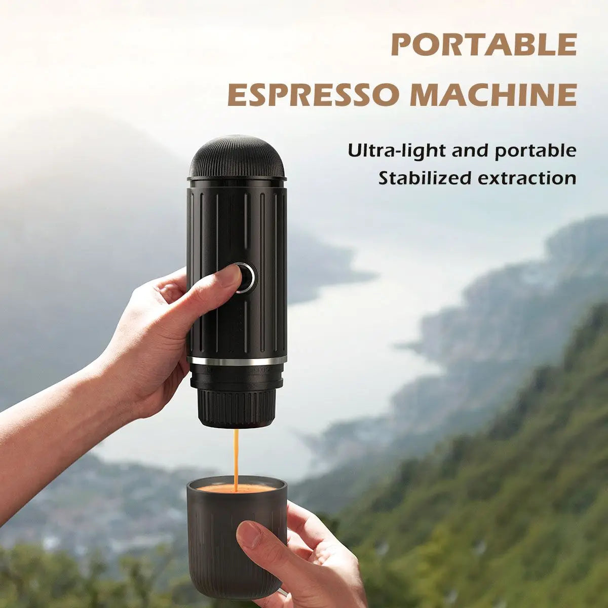Portable 2 In1 Espresso Machine, Compatible Capsules and Ground Coffee,19 Bar Pressure,Perfect for Kitchen Travel,Camping