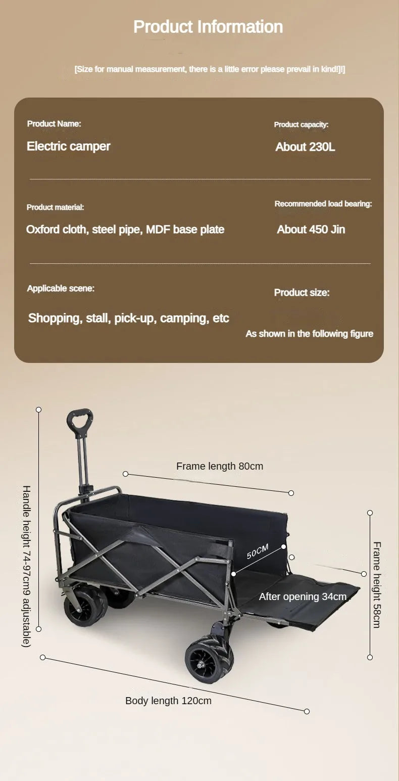 Electric Camping Cart, Folding and Pulling Outdoor Tent Cart