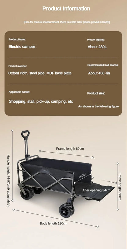 Electric Camping Cart, Folding and Pulling Outdoor Tent Cart