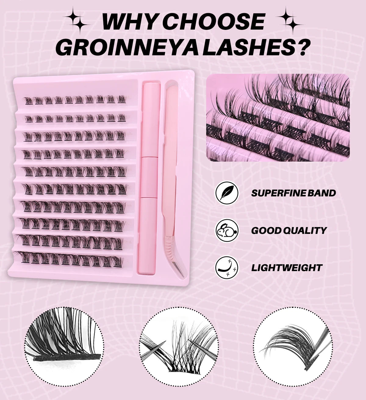 Diy Lash Extension Kit Cluster Eyelash Extension Kit Individual Lashes Kit Lash Bond and Seal Lash Glue and Lash Tweezers Makeup