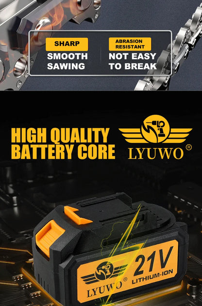 LYUWORechargeable Brushless Household Mini Electric Saw Handheld Saw Wood Cutting Saw Woodworking Saw Outdoor Electric Chain Saw