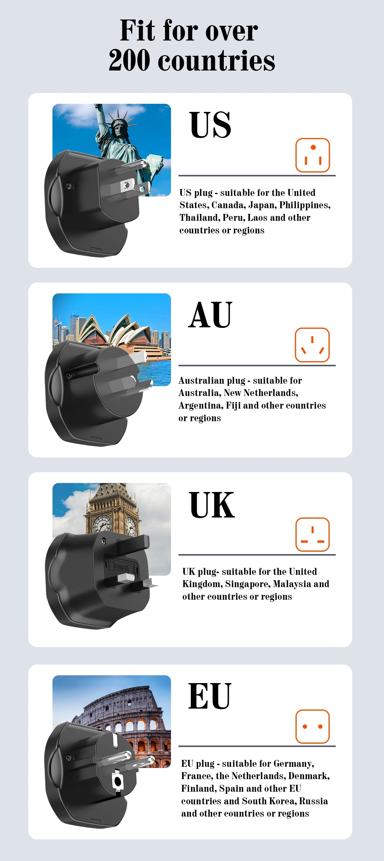 LDNIO Universal Travel Adapter EU Kr Plug Adaptor To Universal European To American Plug 48mm Converter For Travel Accessories
