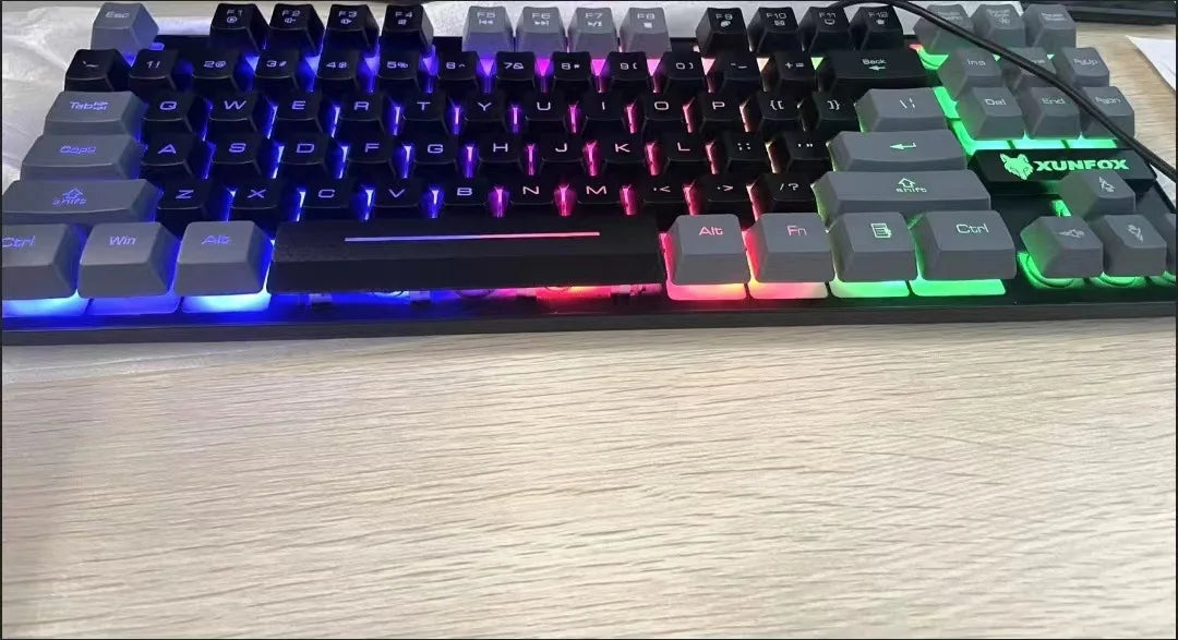 Keyboard 87 Keys 80% Layout Spanish Russian Korean Arabic Gaming Keyboard USB Wired RGB Light Float Keycap Ergonomics Design K10