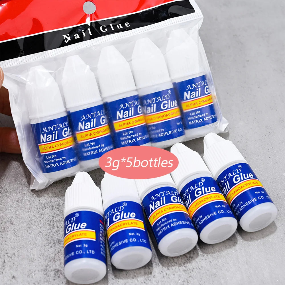 7g Fast-dry Nail Glue Super Strong Adhesive False Nail Glue With Brush Acrylic Nail Tips Rhinestones Sticky Nail Art Bond Glue