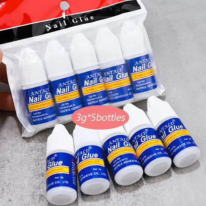 7g Fast-dry Nail Glue Super Strong Adhesive False Nail Glue With Brush Acrylic Nail Tips Rhinestones Sticky Nail Art Bond Glue