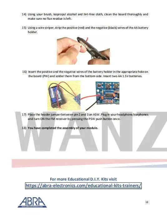 DIY Electronic Kits Wireless Stereo FM Radio Receiver Module PCB 76MHz-108MHz DC 1.8V-3.6V