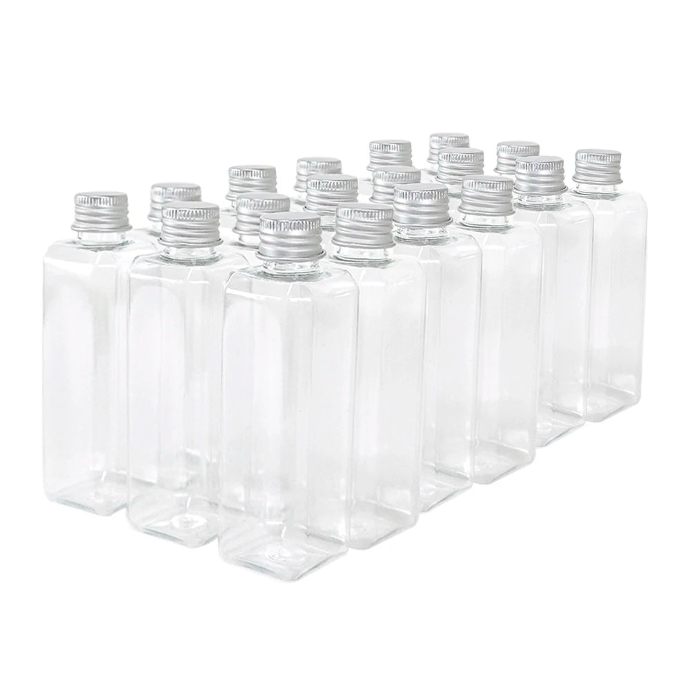 100ml Rectangle Bottles Travel Kit Refillable PET Plastic Square Portable Jar With Aluminium Screw Cap Leakage Proof Healthy
