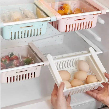 Fridge Organizer Multifunctional Storage Box Kitchen Scalable Save Space Drawer Plastic Fruit Egg Food Divider Layer Shelf