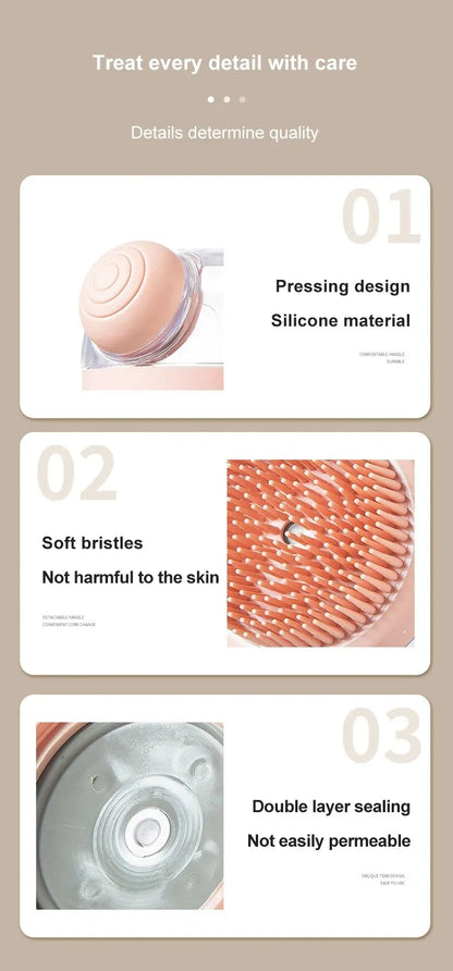 Shampoo Comb Brush Liquid-Infused Hair Brush Head Cleaning Massager Pet Bathing Scalp Massager Multi-functional Body Scrub Brush