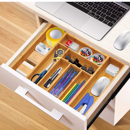Bamboo Expandable Drawer Tray for Utensils Holder Adjustable Cutlery Organizer Wood Drawer Dividers Organizer For Silverware