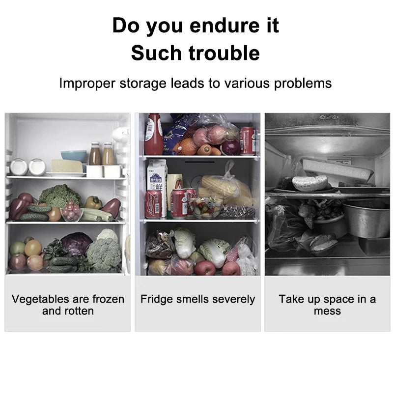 1pcs Refrigerator Storage Box Fridge Organizer Fresh Vegetable Fruit Drain Basket Storage Container Pantry Kitchen Organizer