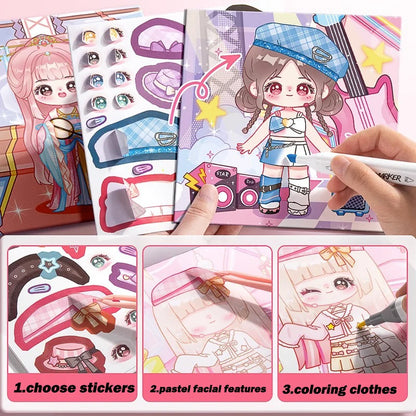 Educational Coloring Book DIY Painting Books with Stickers Girls Princess Dressing Up Drawing Set Art Supplies