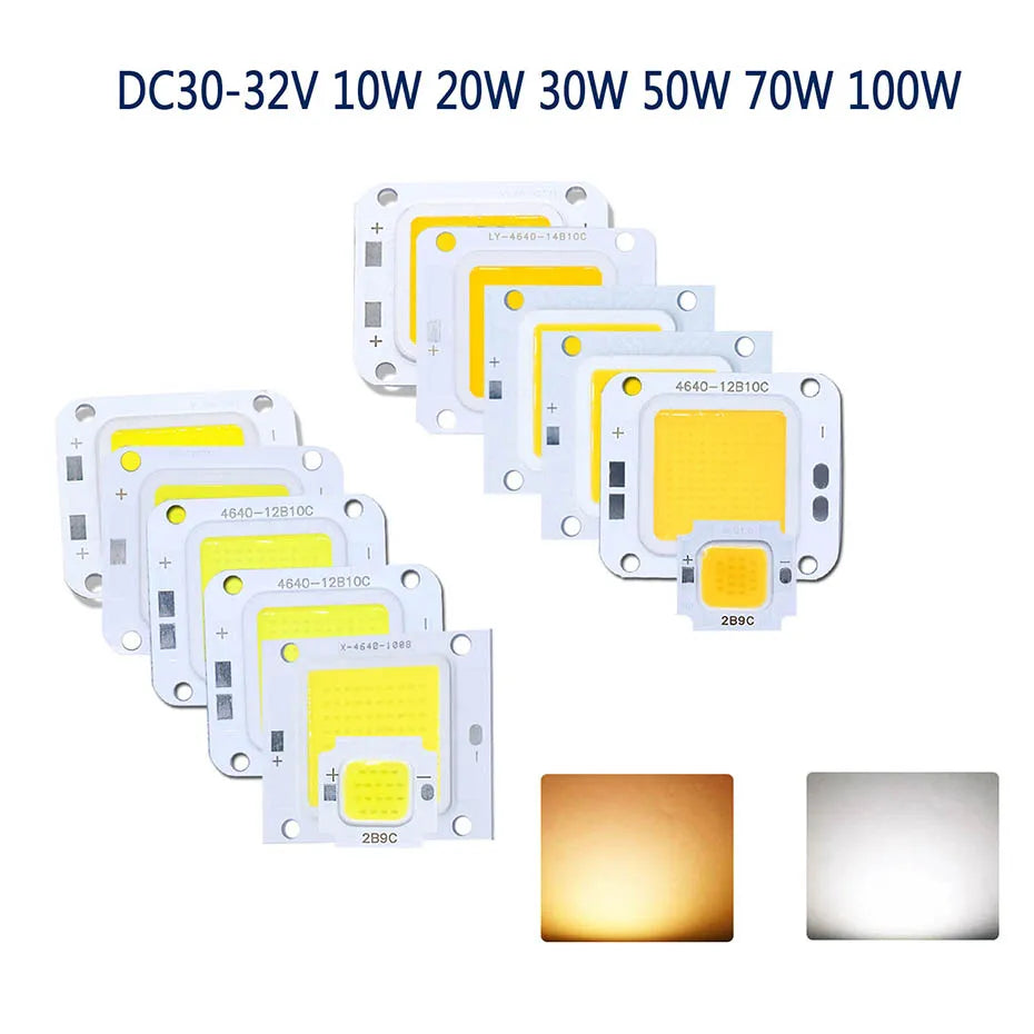 Smart IC No Need Driver LED COB Lamp Bead DC27-36V 10W 50W 60W 70W DIY Flood Light Bulb Outdoor Spotlight Landscape Chip Lamps