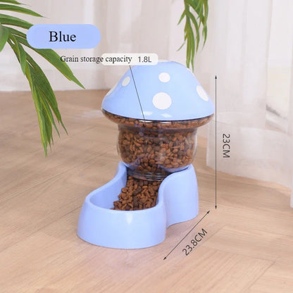 Cat Pet Automatic Feeder Water Dispenser Cute Mushroom Large Capacity Food Container Anti Spill Pet Bowl Water Storage supplies