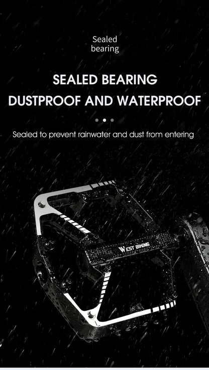 WEST BIKING DU Bearing Bicycle Pedal Anti-slip Cycling Pedal Ultralight Aluminum Alloy MTB Road Bike Pedal Bike Accessories