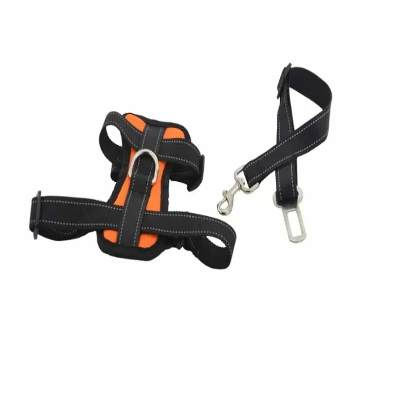 Dog Car Safety Chest Seat Belt Pet Harness Adjustable Vehicle Breathable Safe Dogs Belt Harness Walking Harness With Belt Leash