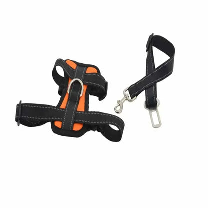 Dog Car Safety Chest Seat Belt Pet Harness Adjustable Vehicle Breathable Safe Dogs Belt Harness Walking Harness With Belt Leash