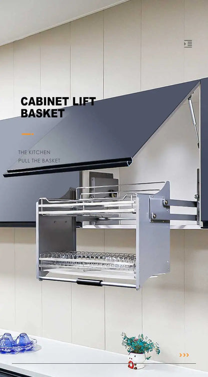 Kitchen Cabinet Wall Cabinet Lifting Pull Baskets Pull-down Kitchen Storage Rack Cabinet Pull Basket Damping Buffer Lift